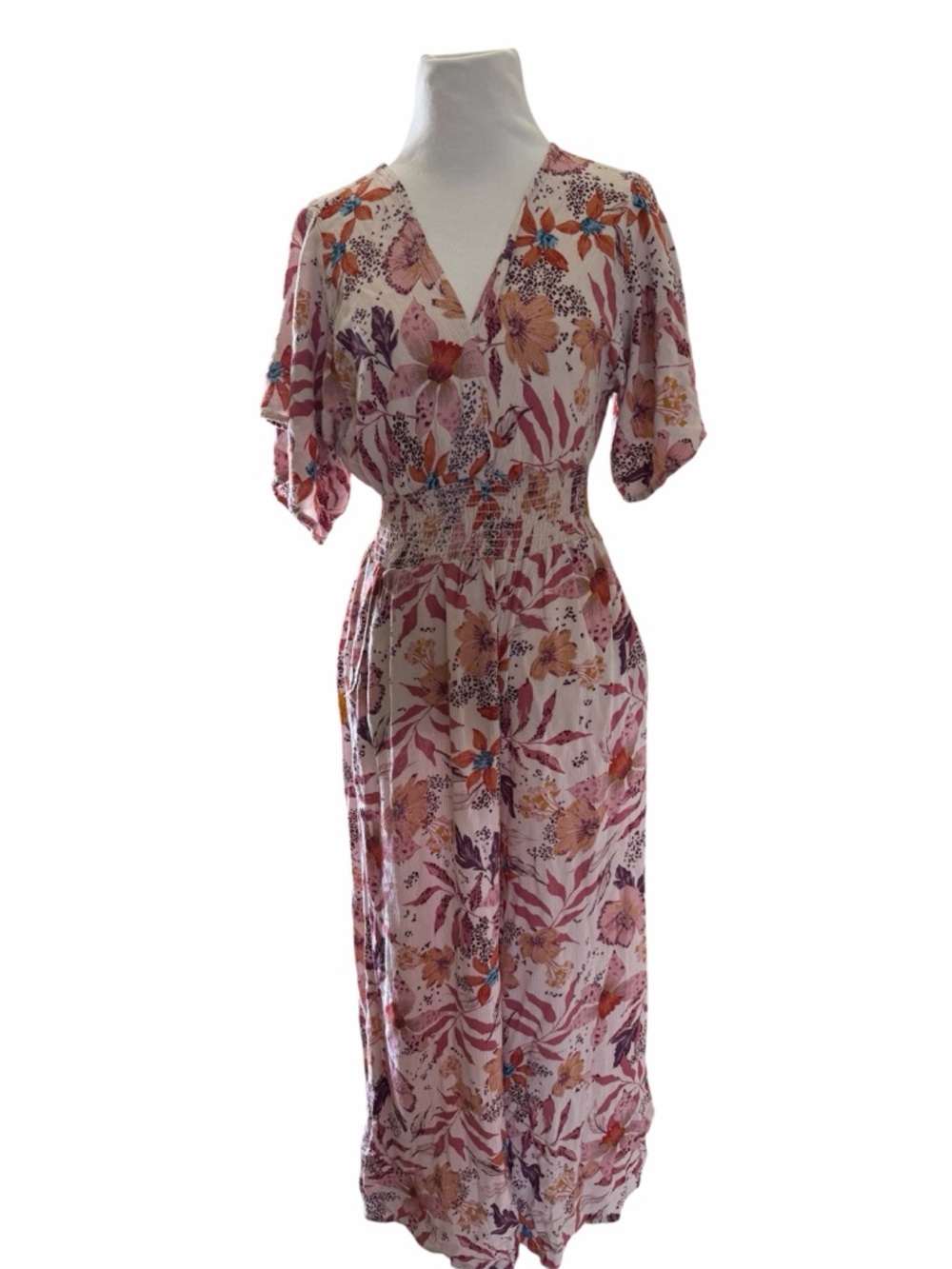 Final Touch Floral Summer muse jumpsuit wide leg  in Blush Pink, size M, EUC